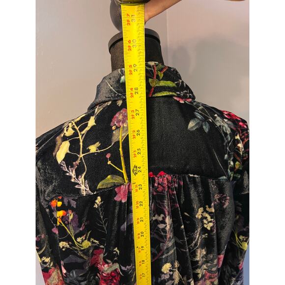 Soft Surroundings Jardim floral velvet button down long sleeve blouse tunic.‎ PL - Picture 3 of 9